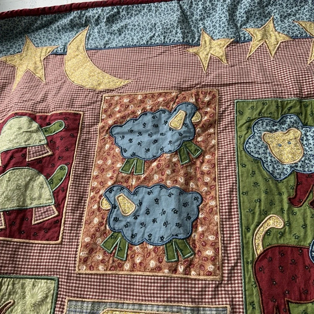 Vintage‎ Noahs Ark Animals Baby Crib Quilt Sheep Turtles Whales Niko